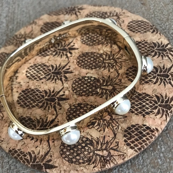 Tory Burch Stacked Studed Imitation Pearl Bracelet - Picture 6 of 8